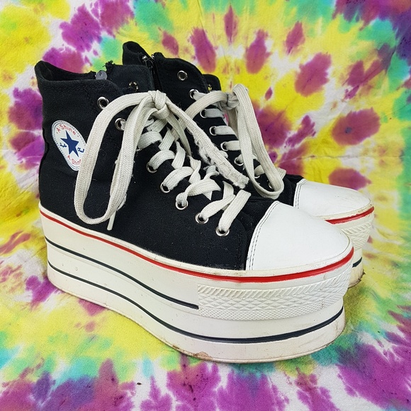 A.Shine Shoes - *SOLD* Platform Sneakers Size 6 Black White